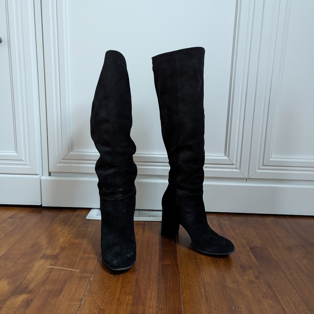 Sam Edelman SILAS Black Suede Knee-High Women's Boots Sz 8.5M / 38.5